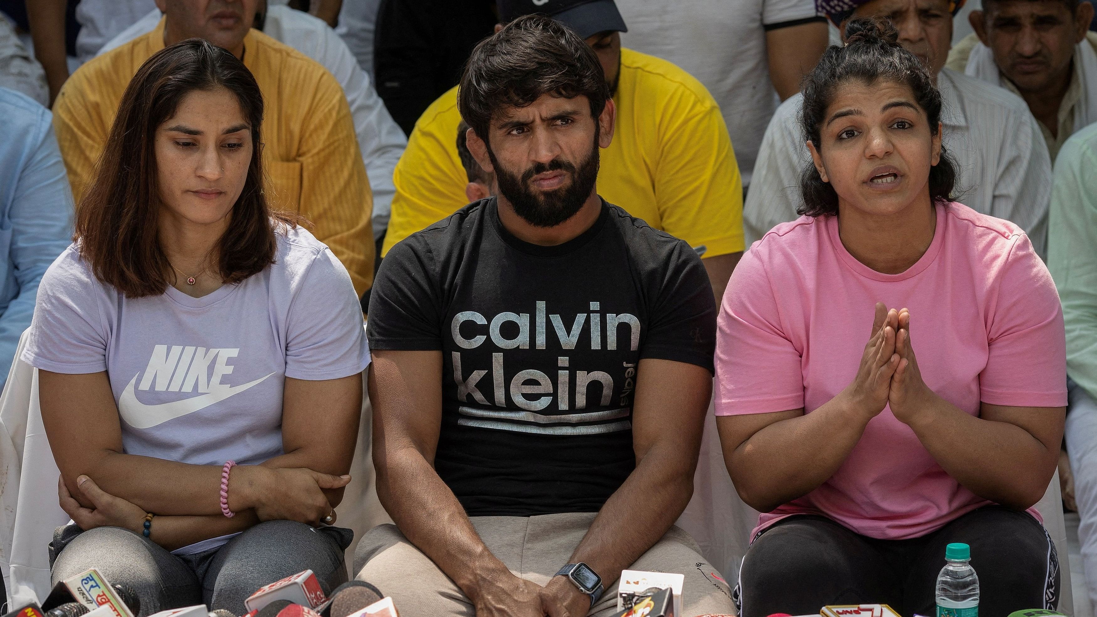 <div class="paragraphs"><p>Indian wrestlers Vinesh Phogat, Bajrang Punia, and Sakshi Malik</p></div>